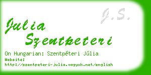 julia szentpeteri business card
